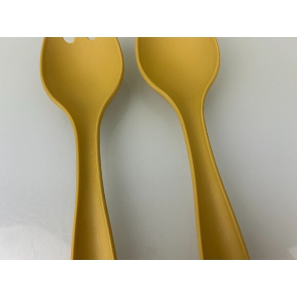 Tupperware Set of 2 Salad Serving Forks Golden Harvest Yellow Plastic Vintage - Picture 4 of 13